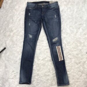 Free People Distressed Patchwork Jeans